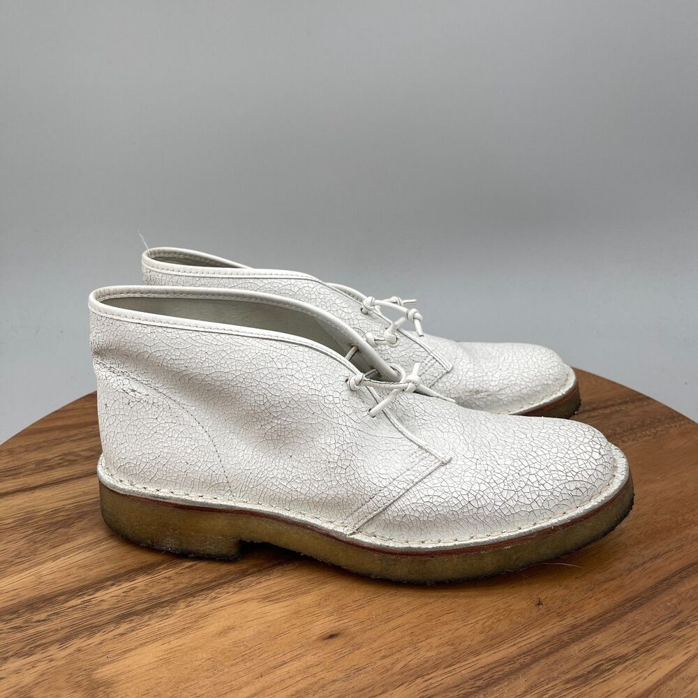 Tory Burch Bergen Boots Womens Size 7 M White Cracked Leather Booties Ankle